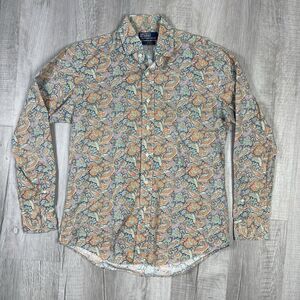 Vintage 90s Polo Ralph Lauren Floral Paisley Button Up Shirt Size Medium Blue X